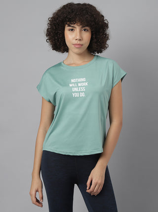 MKH Women Sea Green VelocityTrack Fitness T-Shirt