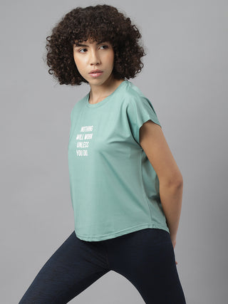 MKH Women Sea Green VelocityTrack Fitness T-Shirt