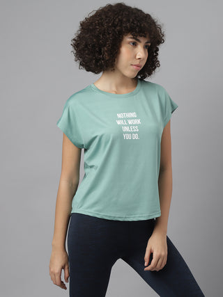 MKH Women Sea Green VelocityTrack Fitness T-Shirt