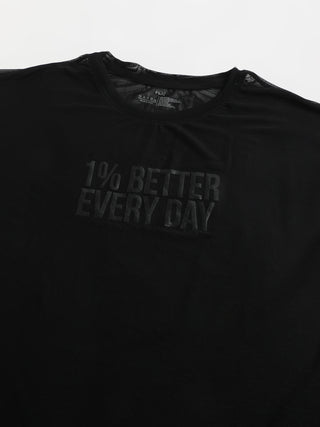 MKH Black Mesh T-Shirt Women Relaxed Gym Training Wear