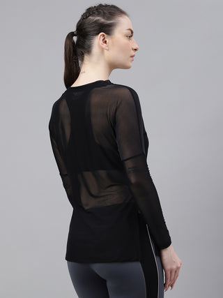 MKH Mesh Cover-Up Long Sleeve Top – Black