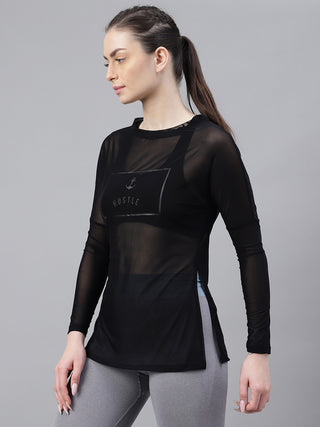 MKH Mesh Panel Long Sleeve Workout Top