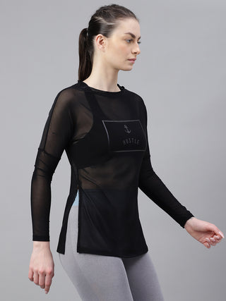 MKH Mesh Panel Long Sleeve Workout Top