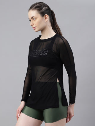 MKH Black Mesh See-Through Sports Top