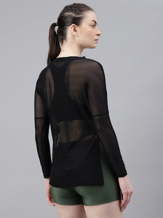 MKH Black Mesh See-Through Sports Top