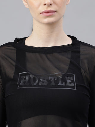 MKH Black Mesh See-Through Sports Top