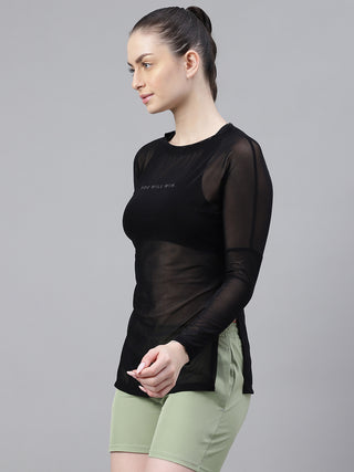 MKH Trendy Mesh Workout Tee – Black