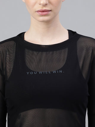 MKH Trendy Mesh Workout Tee – Black
