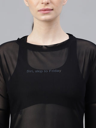 MKH Stylish Mesh Long Sleeve Activewear Top