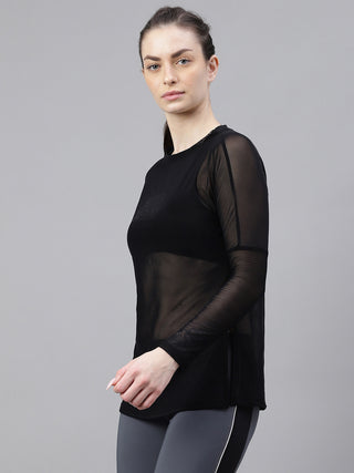 MKH Mesh Overlay Long Sleeve Gym Top