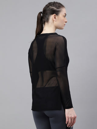 MKH Mesh Overlay Long Sleeve Gym Top