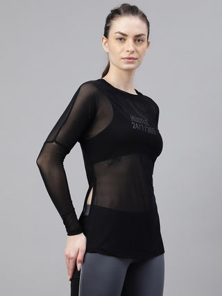 MKH Mesh Overlay Long Sleeve Gym Top