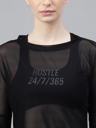 MKH Mesh Overlay Long Sleeve Gym Top