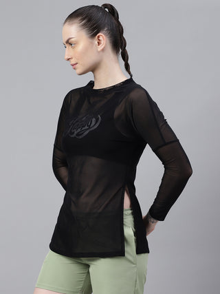 MKH Mesh Transparent Workout Top – Black