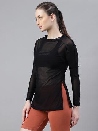 MKH Mesh Layered Long Sleeve Fitness Top