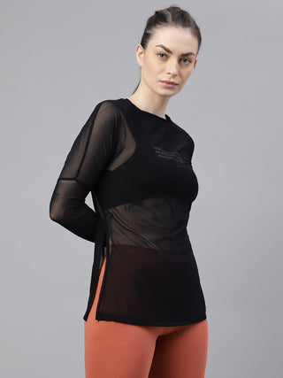 MKH Mesh Layered Long Sleeve Fitness Top