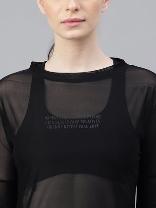 MKH Mesh Layered Long Sleeve Fitness Top