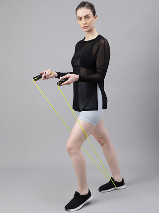 MKH Women’s Black Mesh Sportswear Top