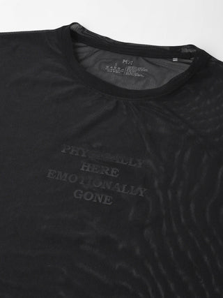 MKH Black Relaxed Fit Mesh Women Lightweight Gym T-Shirt