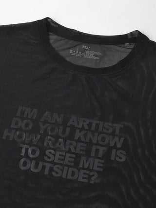 MKH Black Relaxed Fit Mesh T-Shirt Women Sporty Workout Style