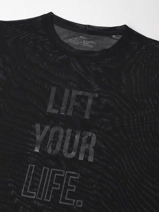 MKH Black Relaxed Fit Mesh T-Shirt Women Everyday Activewear