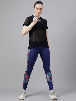 MKH Black Relaxed Fit Mesh T-Shirt Women Gym Training Essential