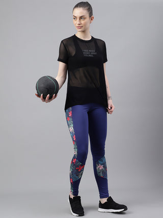 MKH Black Relaxed Fit Mesh Women Lightweight Sport T-Shirt