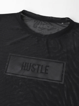 MKH Black Relaxed Fit Mesh T-Shirt Women Casual Gym Outfit