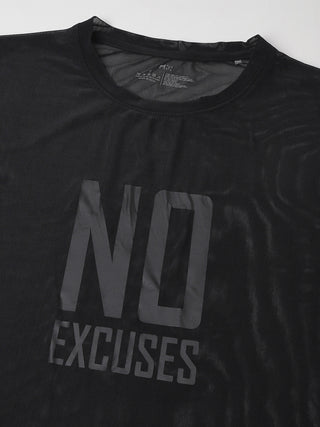 MKH Black Relaxed Fit Mesh T-Shirt Women Stylish Gym Wear