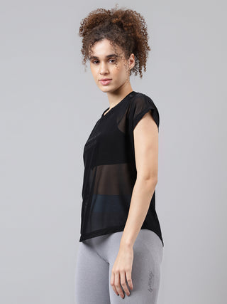 MKH Sheer Mesh T Shirt Womens Short Sleeves Activewear