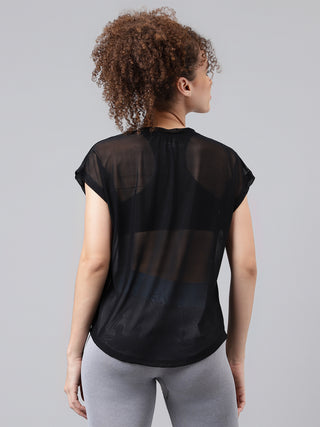 MKH Sheer Mesh T Shirt Womens Short Sleeves Activewear