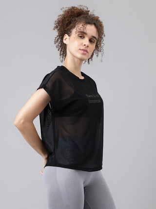 MKH Sheer Mesh T Shirt Womens Short Sleeves Activewear