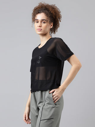 MKH Quick Dry Mesh Crop T Shirt Womens Active Top