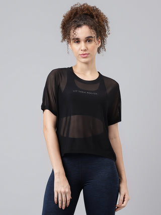 MKH Sheer Mesh Short Length T Shirt Womens Activewear