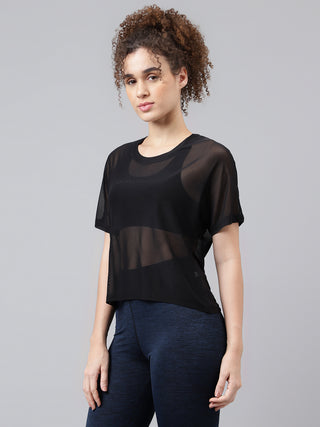 MKH Sheer Mesh Short Length T Shirt Womens Activewear