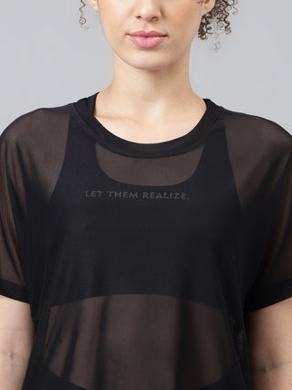 MKH Sheer Mesh Short Length T Shirt Womens Activewear