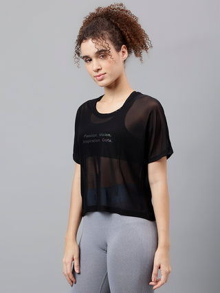 MKH Mesh Crop Fit T Shirt Womens Stylish Athleisure