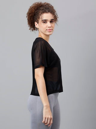 MKH Mesh Crop Fit T Shirt Womens Stylish Athleisure