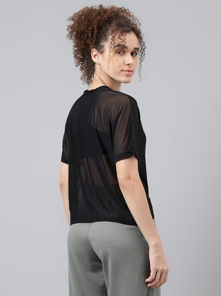 MKH Sheer Mesh Short Length T Shirt Womens Yoga Wear