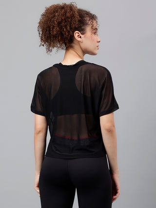 MKH Black Mesh Short Fit T Shirt Womens Athleisure