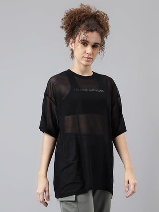 MKH Womens Oversized Sheer Mesh T Shirt For Gym