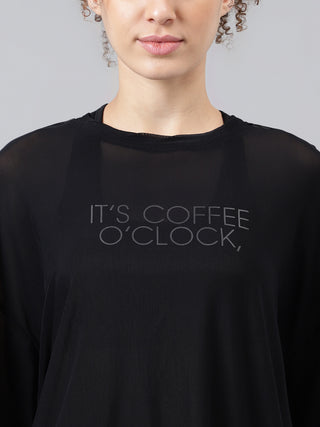MKH Flowy Black Mesh T Shirt Womens Workout Layer