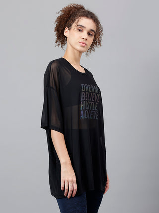 MKH Relaxed Fit Mesh T Shirt Womens Activewear