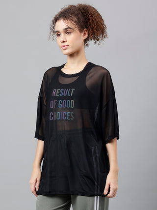 MKH Boxy Fit Mesh T Shirt Womens Sheer Active Top