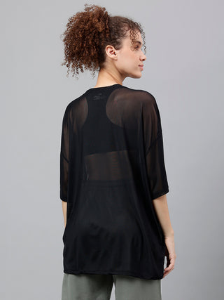 MKH Boxy Fit Mesh T Shirt Womens Sheer Active Top
