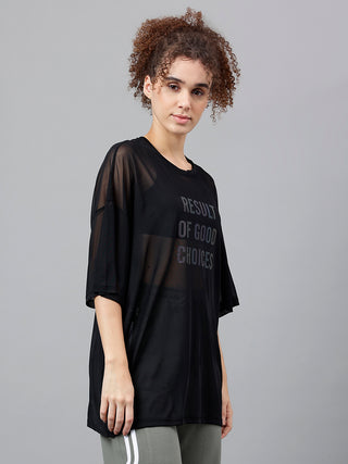 MKH Boxy Fit Mesh T Shirt Womens Sheer Active Top
