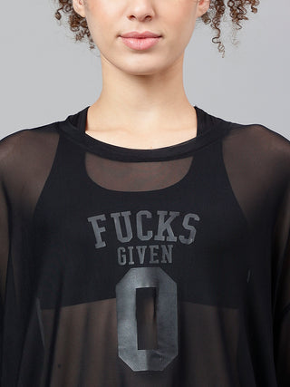 MKH Womens Loose Mesh T Shirt Black Breathable Design