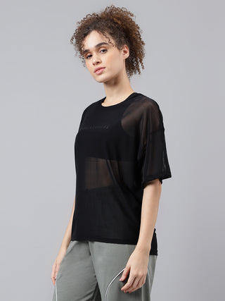 MKH Black LiteWave Oversized Mesh Top – Performance Series