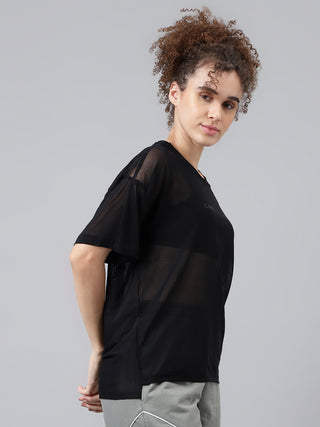 MKH Black LiteWave Oversized Mesh Top – Performance Series