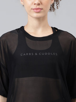 MKH Black LiteWave Oversized Mesh Top – Performance Series